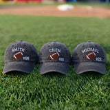 Custom Football Team Name Number Embroidered Dad Cap, Personalized Sports Fan Vintage Baseball Hat, Game Day Group Gift Accessories