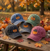 Custom Black Cat Pumpkin Embroidered Hat, Cute Halloween Cat White Baseball Cap, Personalized Spooky Season Dad Hat, Cat Lover Gift