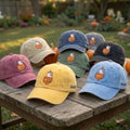 Custom Name Pumpkin Goose Embroidered Hat, Personalized Halloween Duck Baseball Cap, Vintage Washed Cotton Spooky Season Dad Hat Gift