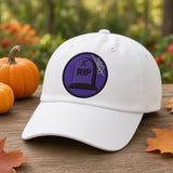 Custom Halloween Patch Embroidered Hat, Cute Spooky Season White Dad Hat, Black Cat Skull Witch Bat Baseball Cap, Autumn Fall Gift