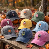 Custom Spooky Ice Cream Embroidered Hat, Cute Halloween Popsicle Dad Hat, White Baseball Cap, Pastel Goth Sweet Treat Fall Season Gift