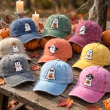 Custom Halloween Ghost Embroidered Hat, Cute Spooky Season White Dad Hat, Vampire Witch Pirate Ghost Baseball Cap, Autumn Fall Party Gift