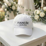 Custom Fiancée Date Embroidered Hat - Personalized Engagement & Bride to Be Cap