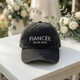 Custom Fiancée Date Embroidered Hat - Personalized Engagement & Bride to Be Cap