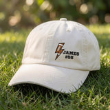 Personalized Football Lightning Hat, Embroidered Sports Cap, Team Player, Football Mom Gift, Name Number Hat School Name Football Team Hat