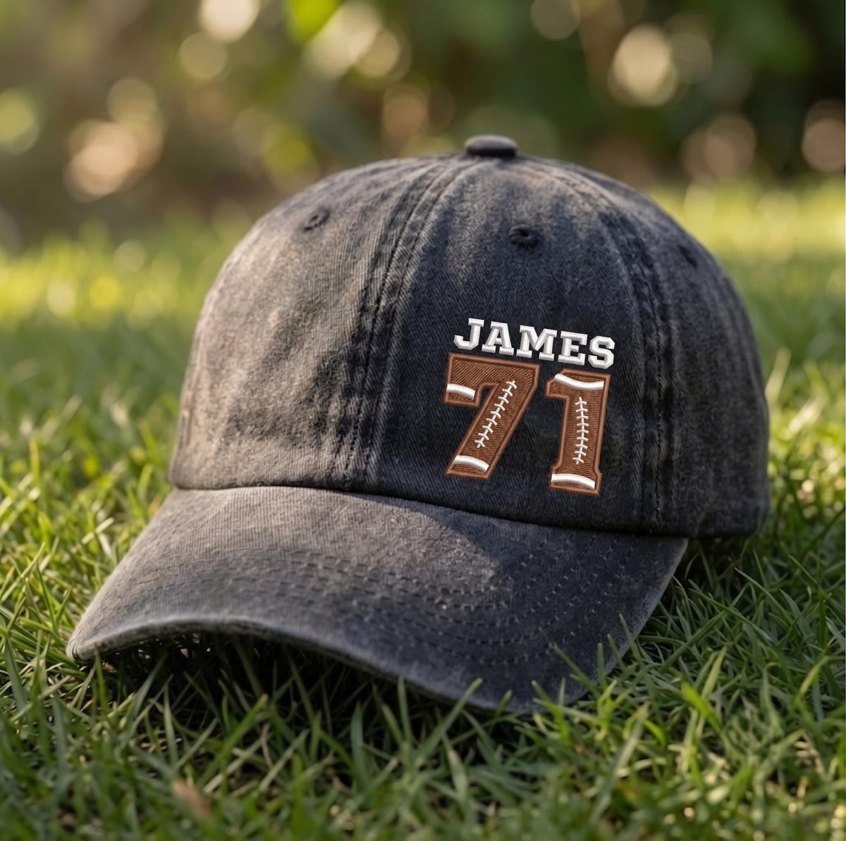 Custom Football Number Hat, Personalized Jersey Number Cap, Embroidered Name Number Dad Hat, Football Player Gift, Team Spirit Baseball Cap