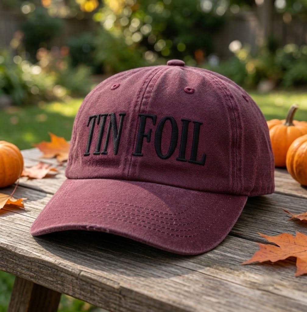 Tin Foil Embroidered Hat, Funny Tin Foil Hat Meme Baseball Cap, Conspiracy Theory Vintage Washed Cotton Dad Hat, Sarcastic Humor Gift