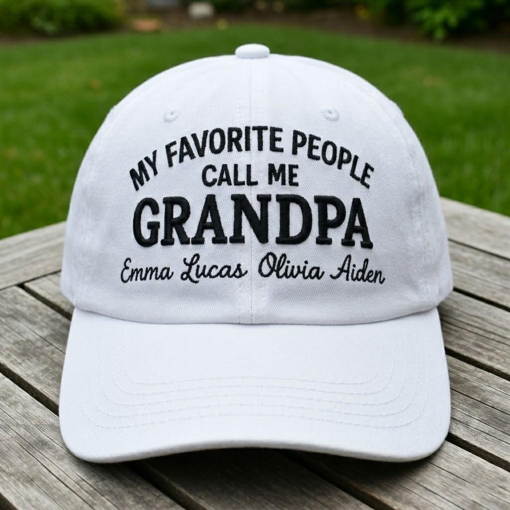Personalized Grandpa Embroidered Hat, Custom Grandkids Names Dad Hat, Gift for Grandfather