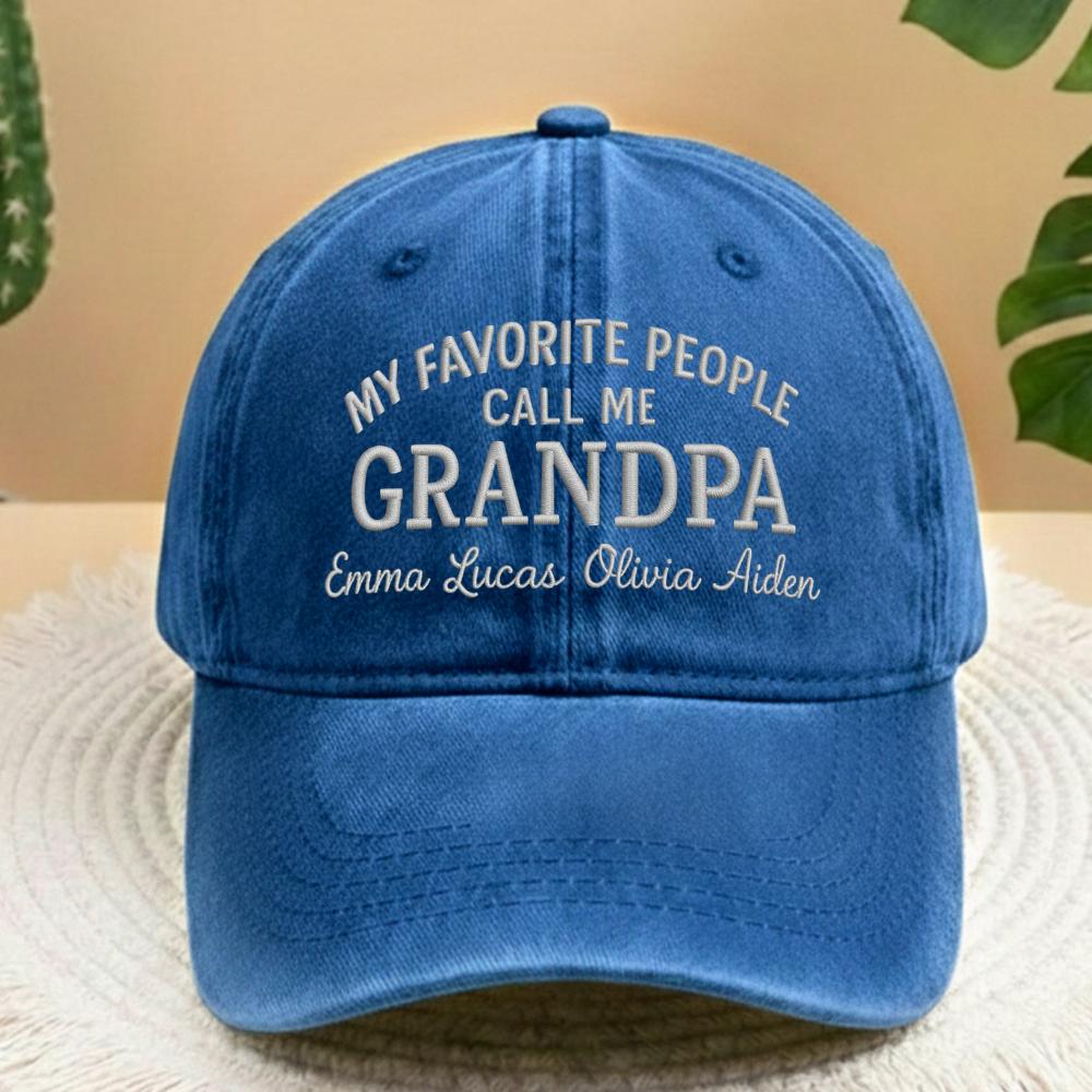 Personalized Grandpa Embroidered Hat, Custom Grandkids Names Dad Hat, Gift for Grandfather