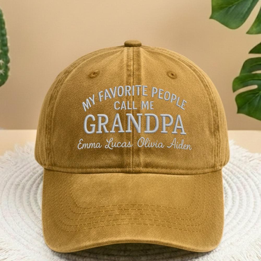 Personalized Grandpa Embroidered Hat, Custom Grandkids Names Dad Hat, Gift for Grandfather