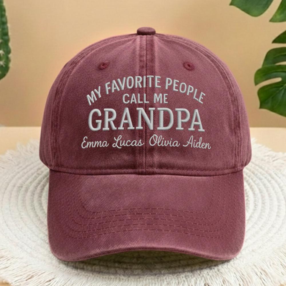 Personalized Grandpa Embroidered Hat, Custom Grandkids Names Dad Hat, Gift for Grandfather