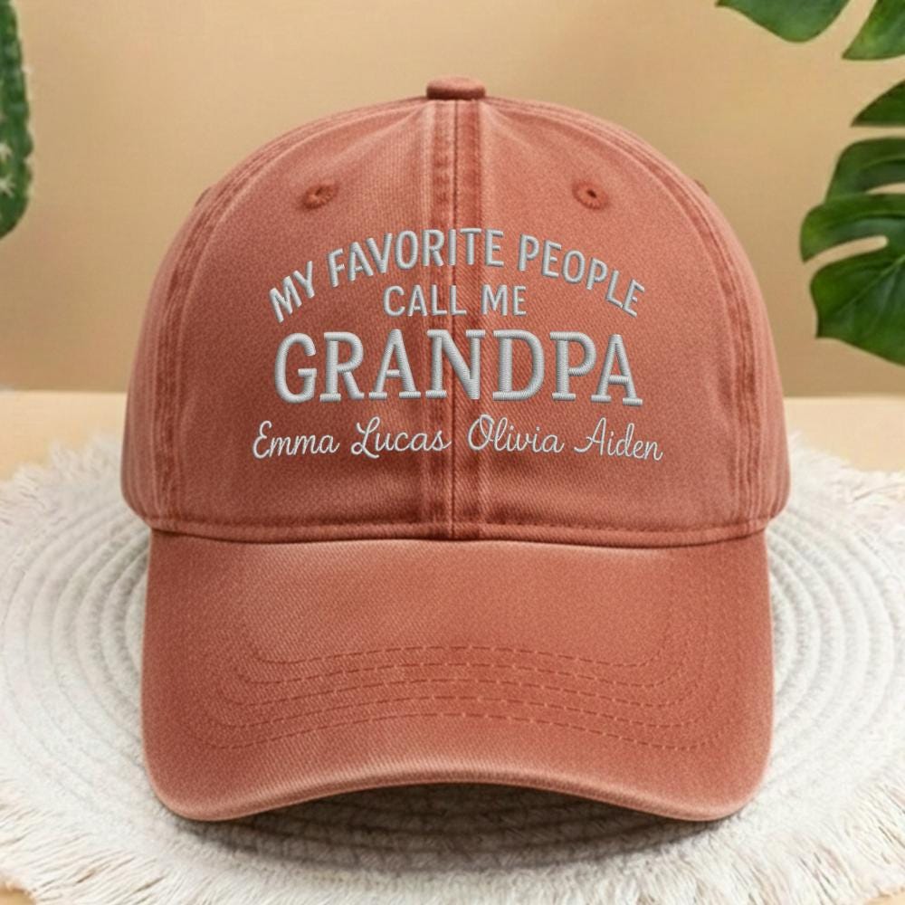 Personalized Grandpa Embroidered Hat, Custom Grandkids Names Dad Hat, Gift for Grandfather