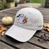 Custom Name Floral Ghost Embroidered Hat