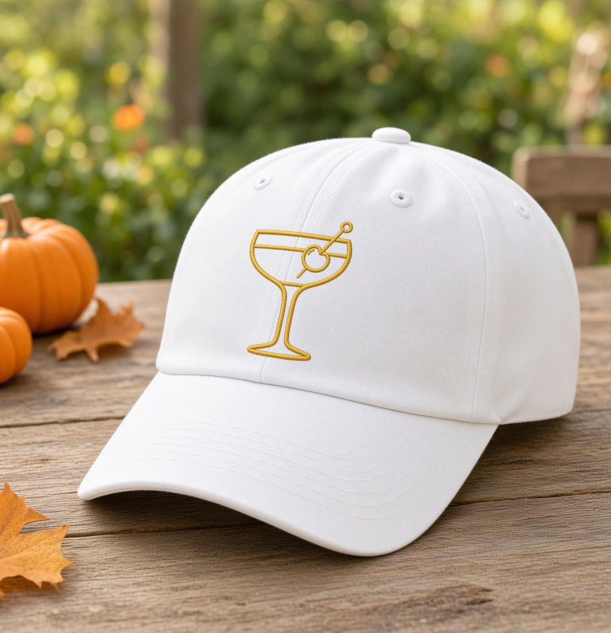 Custom Embroidered Cocktail Hat, Minimalist Drink Outline Dad Hat, Espresso Martini Margarita White Baseball Cap, Bachelorette Party Gift