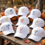 Custom Embroidered Cocktail Hat, Minimalist Drink Outline Dad Hat, Espresso Martini Margarita White Baseball Cap, Bachelorette Party Gift