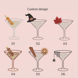 Custom Embroidered Autumn Martini Hat, Fall Cocktail Hat, Halloween Drink Hat, Thanksgiving Hat, Fall Embroidered Cap, Spooky Season Hat