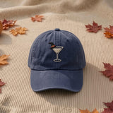 Custom Embroidered Autumn Martini Hat, Fall Cocktail Hat, Halloween Drink Hat, Thanksgiving Hat, Fall Embroidered Cap, Spooky Season Hat