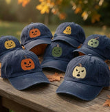 Custom Pumpkin Hat, Cute Halloween Jack o Lantern Dad Hat, White Spooky Season Baseball Cap, Autumn Fall Gift, Custom Halloween Cap