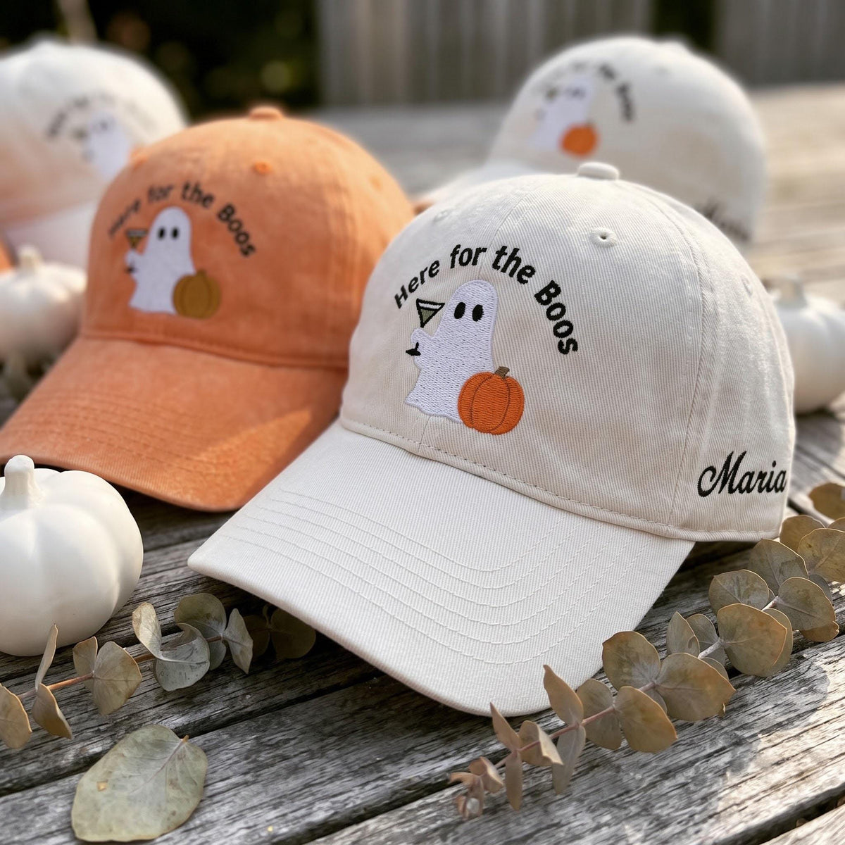 Custom Name Date Here for the Boos Hat, Halloween Ghost Embroidered Dad Hat