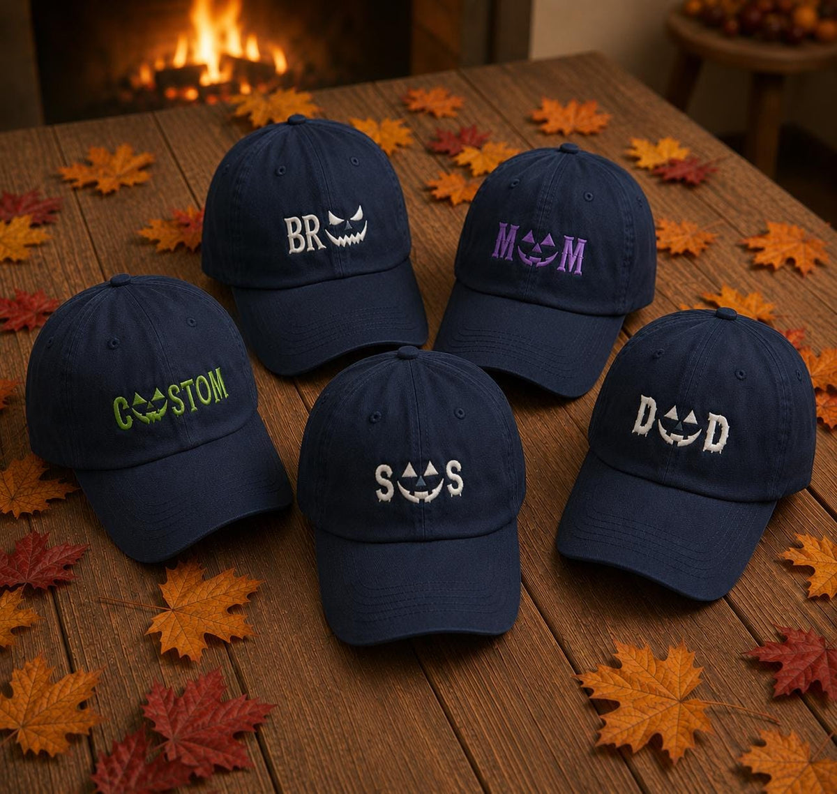 Pumpkin Face Embroidered Halloween Hat, Cute Spooky Baseball Cap, Matching Fall Family Gift