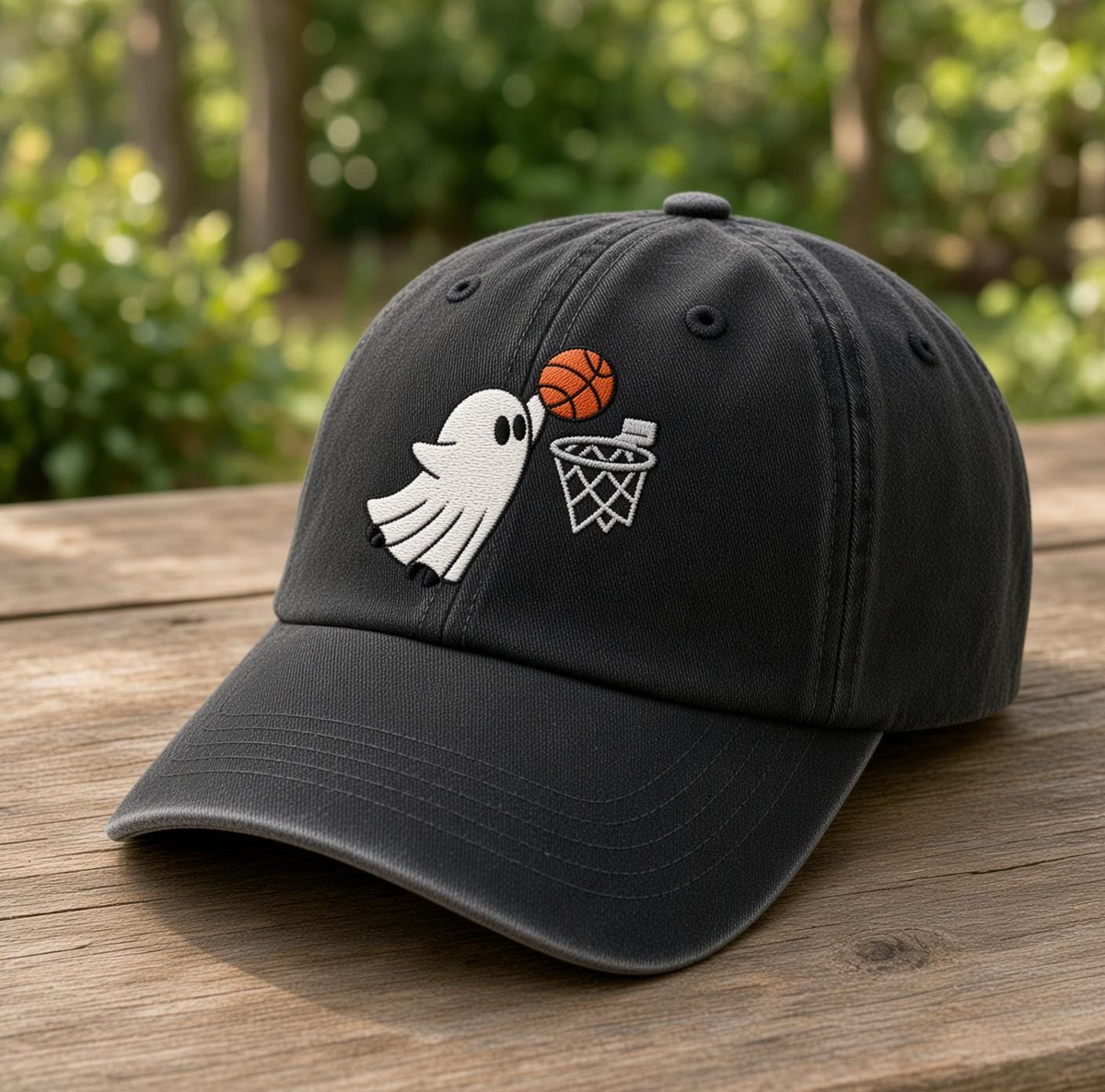 Custom Sports Ghost Embroidered Hat, Funny Halloween Basketball Tennis Baseball Dad Hat, Spooky Season Baseball Cap, Halloween Sports Gift