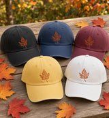 Autumn Leaf Embroidered Hat, Fall Season Cap, Thanksgiving Gift, Personalized Fall Accessory, Pumpkin Spice Vibes Hat