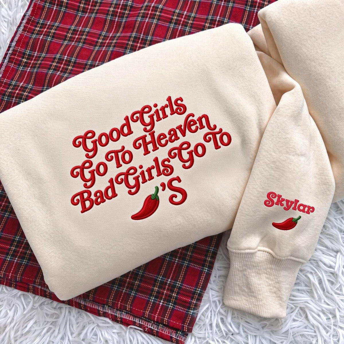 Good Girls Go To Heaven Bad Girls Go To The Party Embroidered Sweatshirt, Funny Slogan Pullover, Sassy Quote Sweater, Novelty Gift