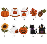 Halloween Icons Embroidered Hat, Ghost Black Cat Pumpkin Leaf Baseball Cap, Fall Gift