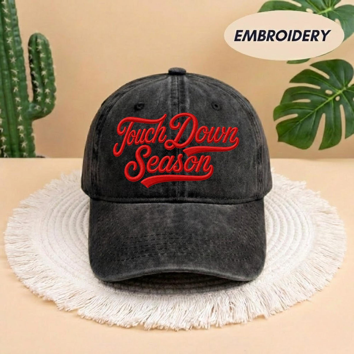 Custom Touchdown Season Embroidered Hat - Vintage Game Day Football Cap