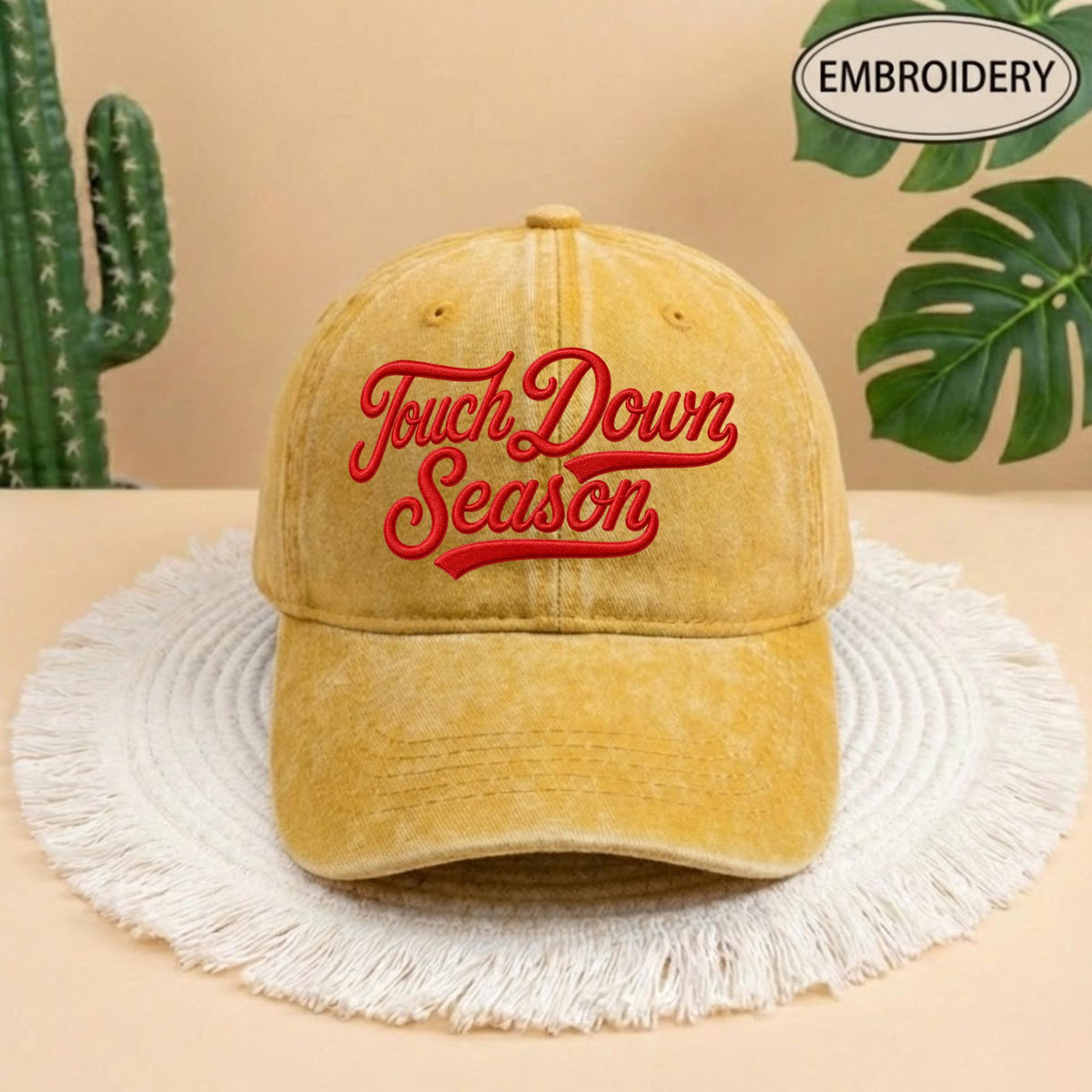 Custom Touchdown Season Embroidered Hat - Vintage Game Day Football Cap