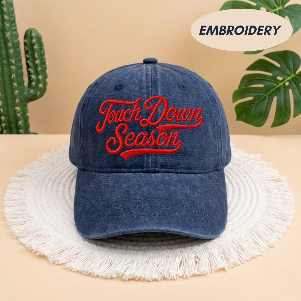 Custom Touchdown Season Embroidered Hat - Vintage Game Day Football Cap