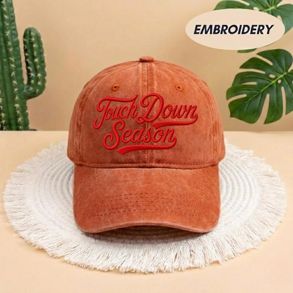Custom Touchdown Season Embroidered Hat - Vintage Game Day Football Cap