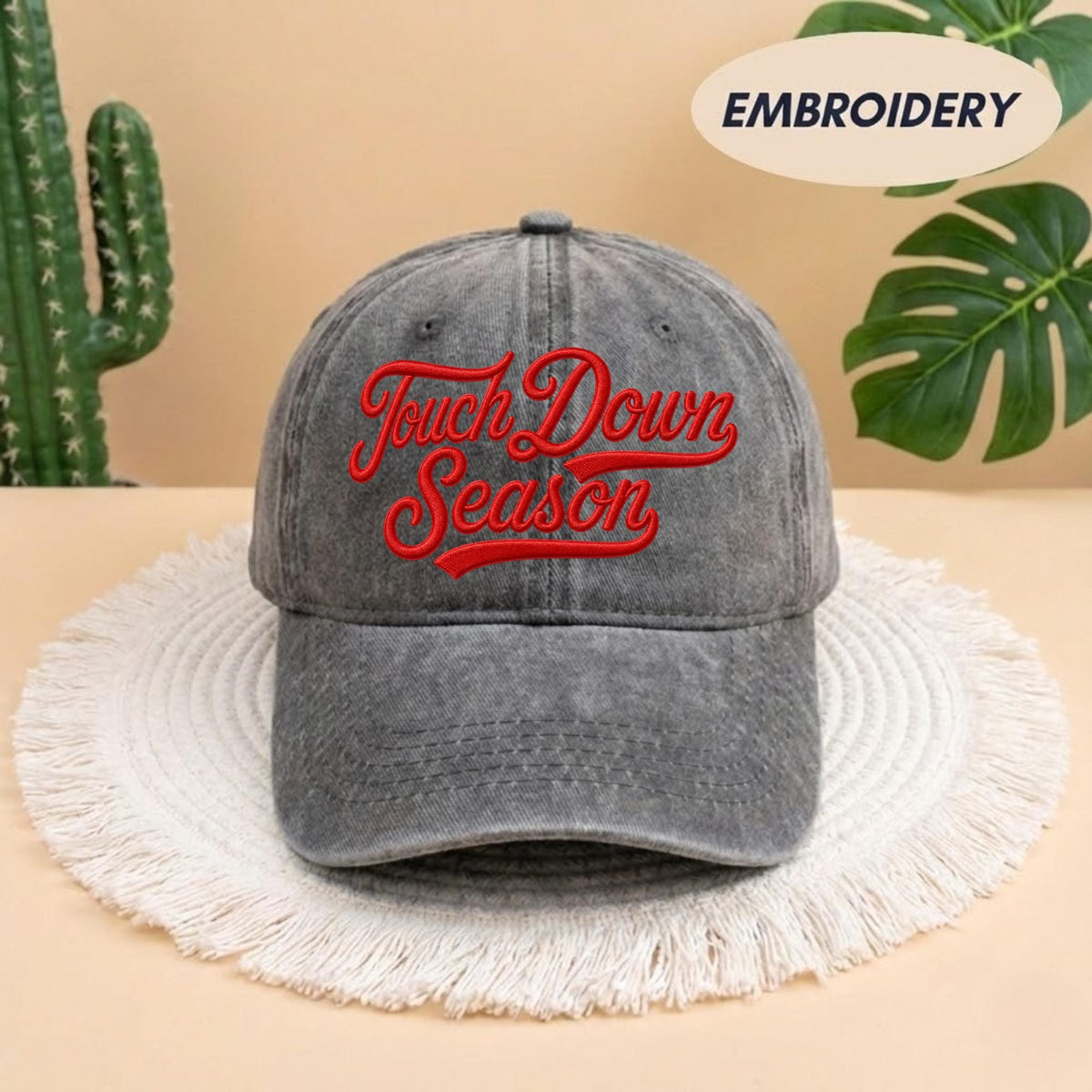 Custom Touchdown Season Embroidered Hat - Vintage Game Day Football Cap