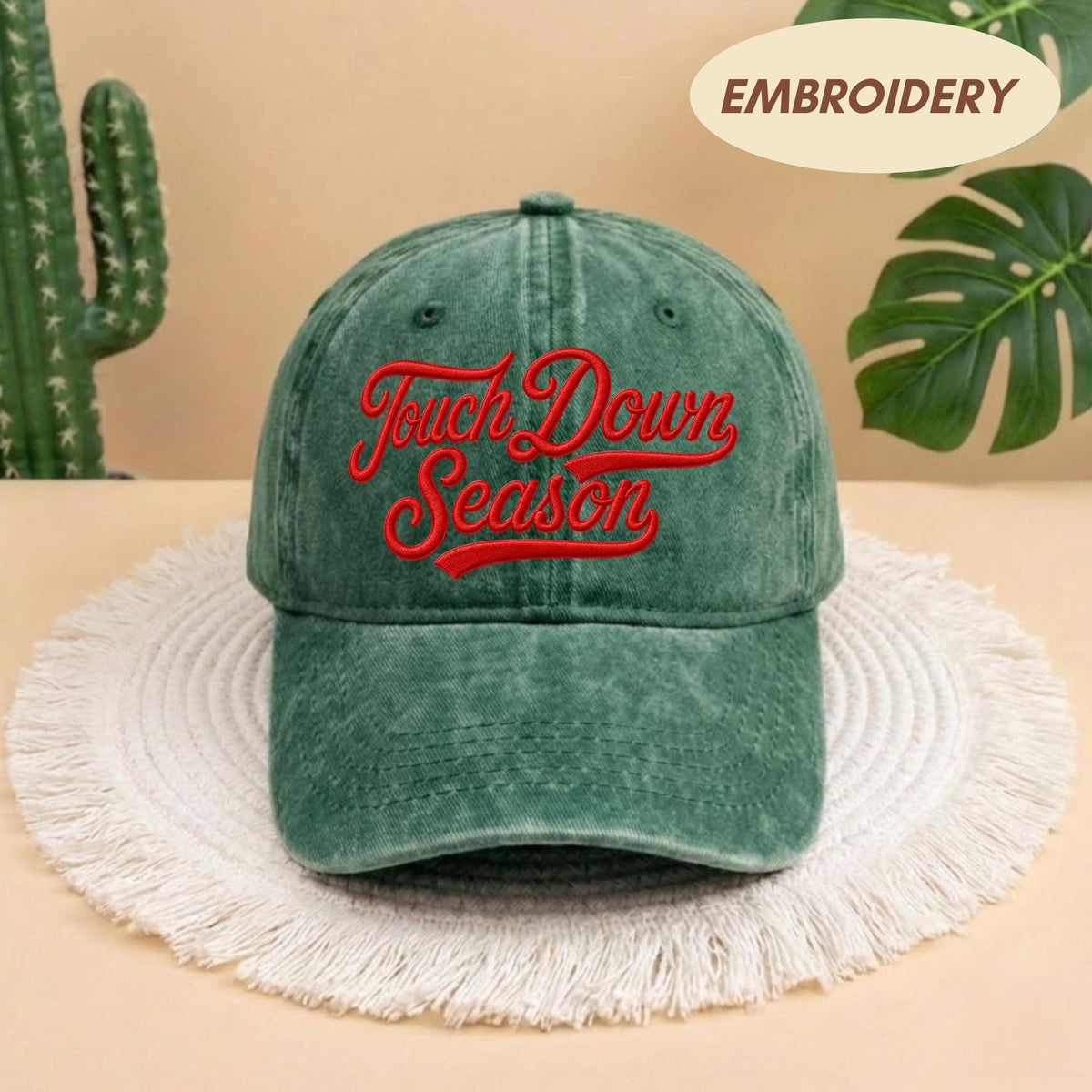 Custom Touchdown Season Embroidered Hat - Vintage Game Day Football Cap