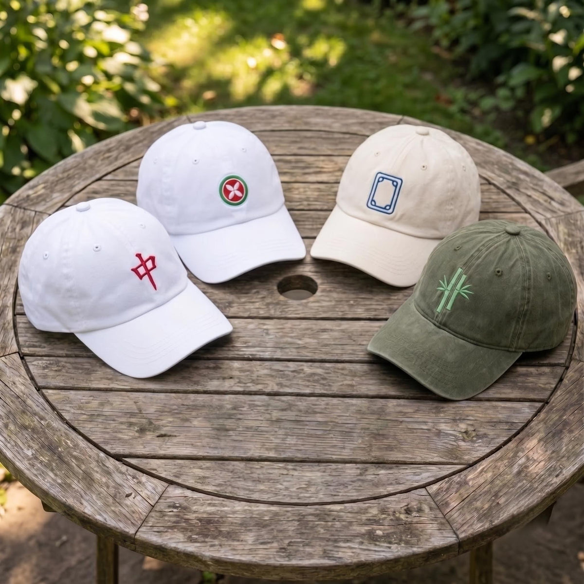 Mahjong Embroidered Hat, Nature Inspired Baseball Cap, Zen Style Dad Hat, Plant Lover Gift, Minimalist Botanical Cap