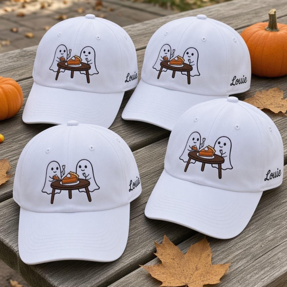 Custom Name Ghost Eating Pumpkin Pie Hat