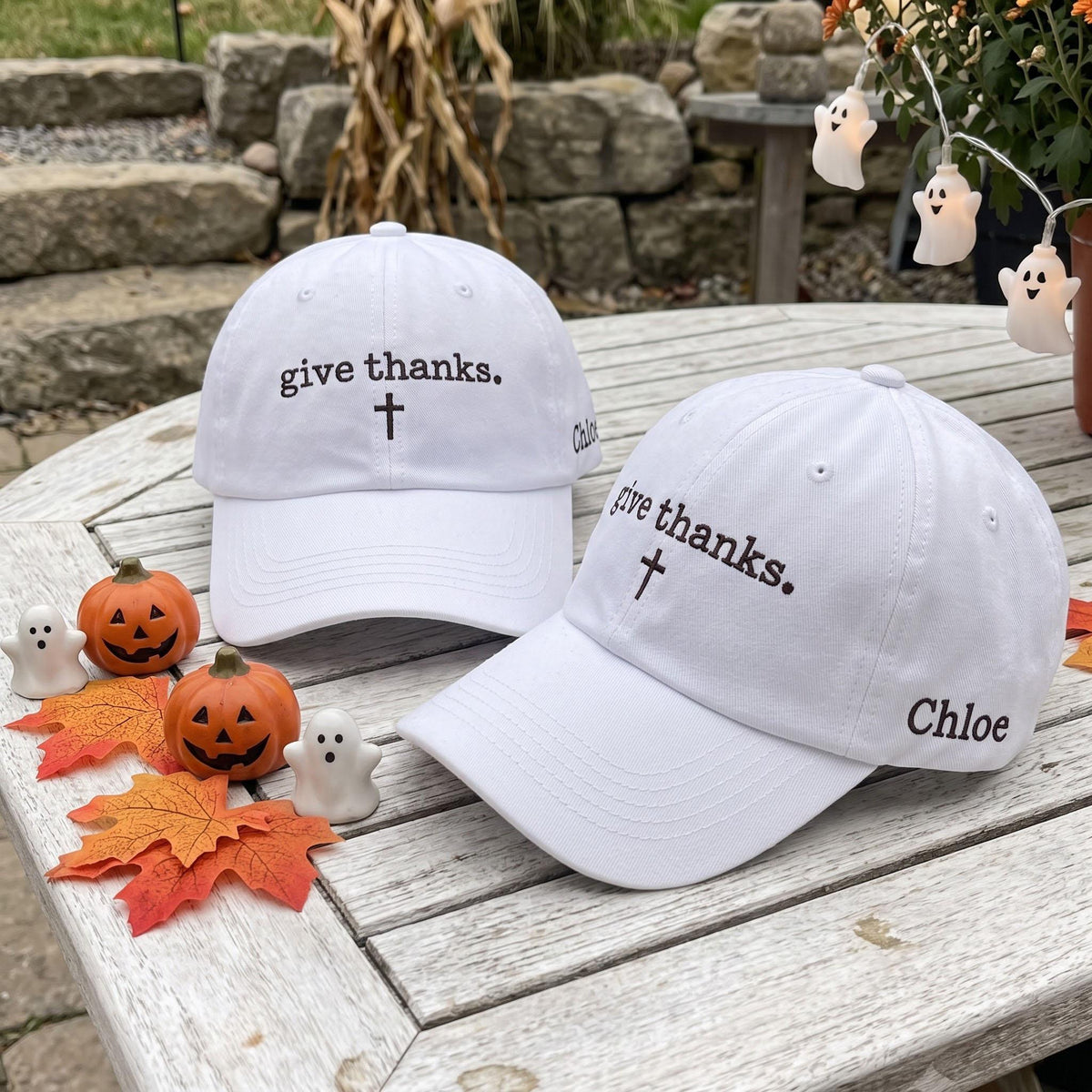 Custom Name Give Thanks Cross Hat, Embroidered Christian Dad Hat, Vintage Washed Faith Baseball Cap, Thanksgiving Autumn Fall Gift For Her