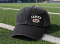 Custom Football Name Embroidered Dad Cap, Personalized Sports Baseball Hat, Number Jersey Headwear, Game Day Gift For Football Fan