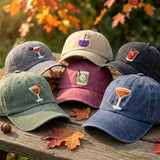 Custom Spooky Drink Embroidered Hat, Halloween Cocktail Dad Hat, Cute Witchy Boba Baseball Cap, Vintage Washed Cotton Fall Season Gift