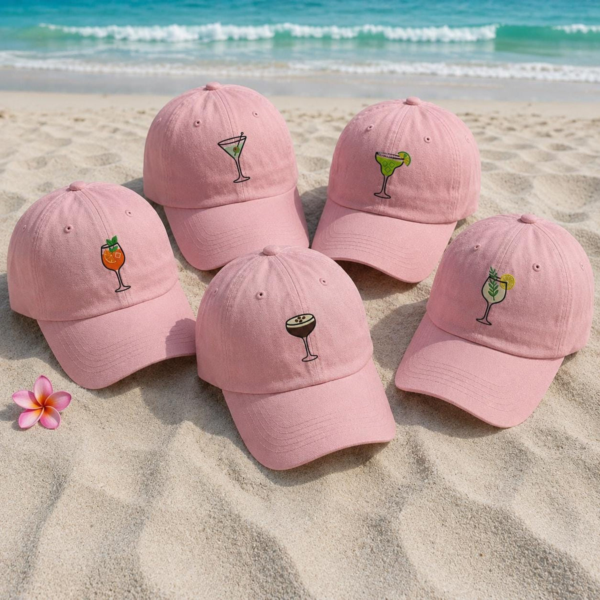 Mini Cocktail Embroidered Hat, Martini Spritz Baseball Cap, Summer Beach Vacation Gift