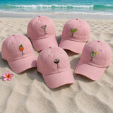 Mini Cocktail Embroidered Hat, Martini Spritz Baseball Cap, Summer Beach Vacation Gift