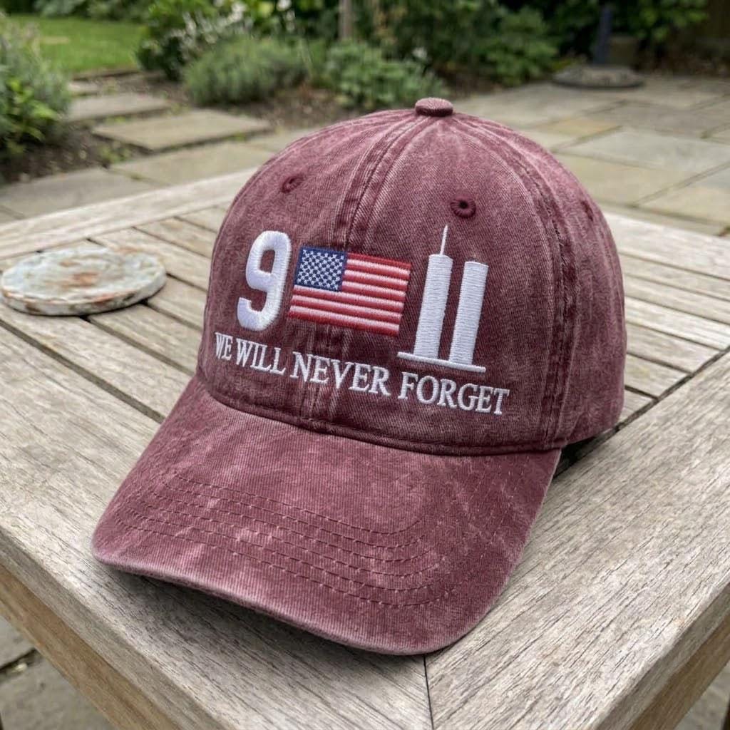 September 11 Memorial Embroidered Hat, Twin Towers American Flag Baseball Cap, Remembrance Gift