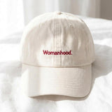 Minimalist Womanhood Embroidered Hat, Neutral Cotton Baseball Cap, Women's Empowerment Gift