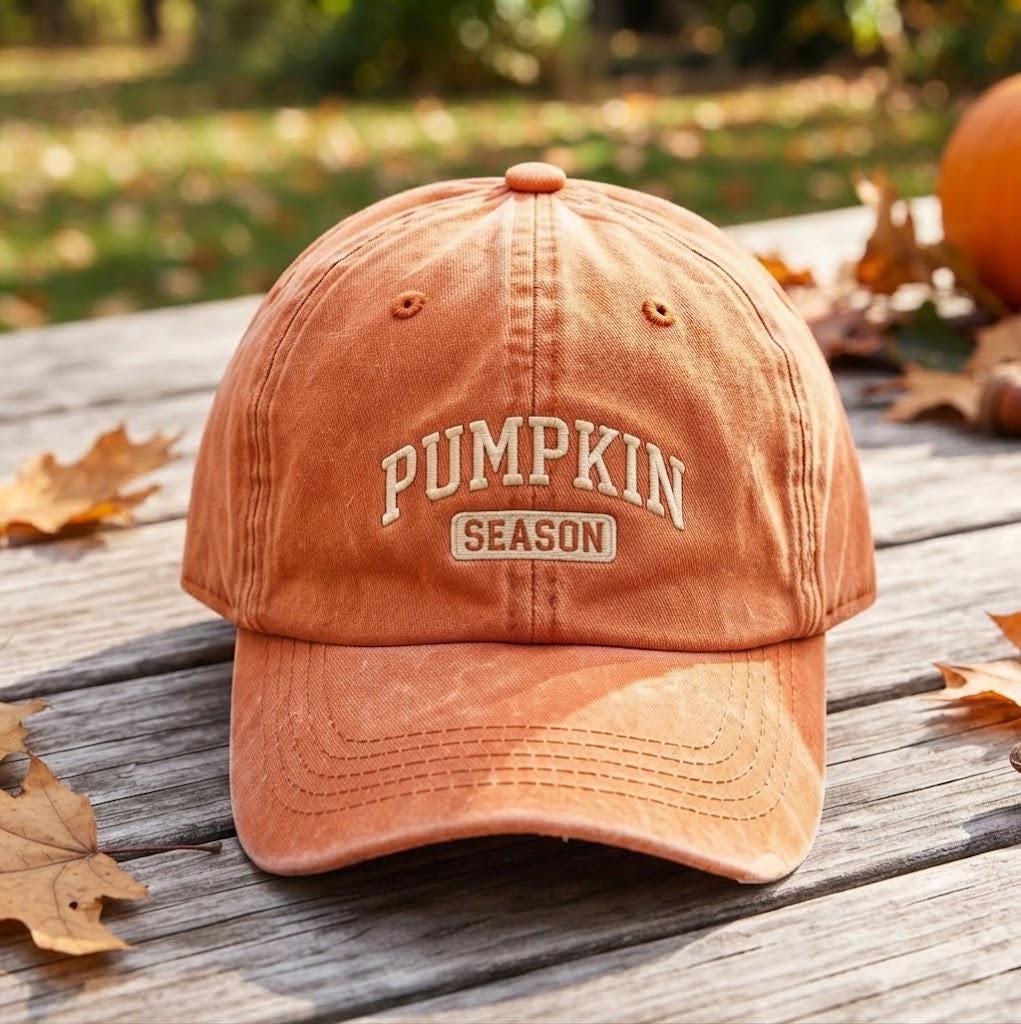 Pumpkin Season Group Embroidered Hat - Cute Fall & Thanksgiving Cap