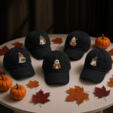 Cozy Ghost Embroidered Hat, Cute Halloween Baseball Cap, Matching Fall Party Gift