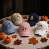 Cozy Ghost Embroidered Hat, Cute Halloween Baseball Cap, Matching Fall Party Gift