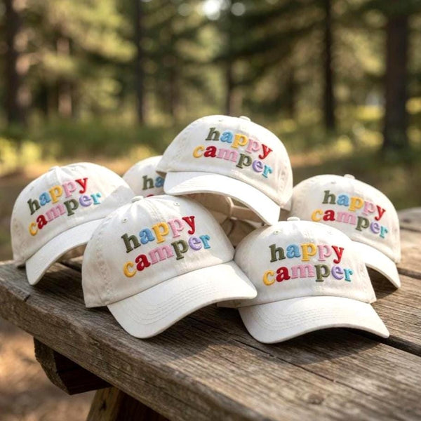 Rainbow Camping Embroidered Hat, Colorful Text Baseball Cap, Outdoor Family Vacation Gift