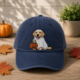 Custom Dog Pumpkin Halloween Embroidered Hat - Cute Fall Pet Lover Cap