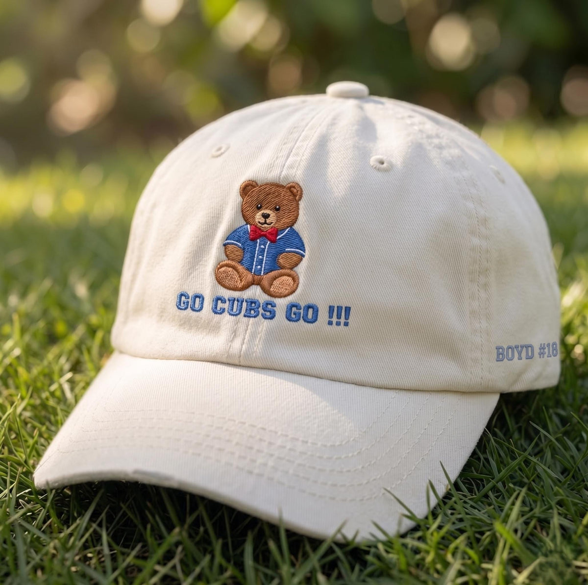 Go Cubs Go Bear Embroidered Hat, Cute Baseball Mascot Cap, Custom Quote Accessory, Sports Fan Gift, Team Spirit Cap, Cubs Lover Baseball Cap