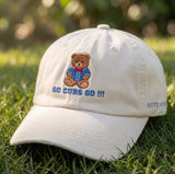 Go Cubs Go Bear Embroidered Hat, Cute Baseball Mascot Cap, Custom Quote Accessory, Sports Fan Gift, Team Spirit Cap, Cubs Lover Baseball Cap